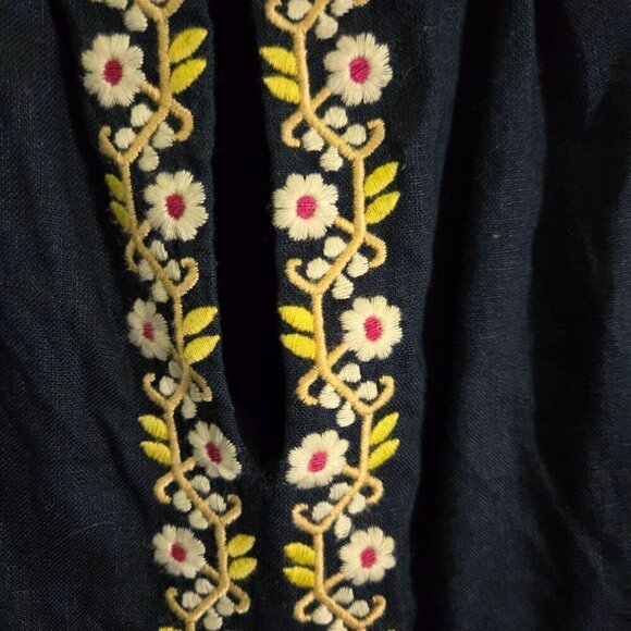 Madewell Embroidered Linen Blend Raglan Ruffle Mini Dress Bohemian Size Sp - Picture 5 of 9